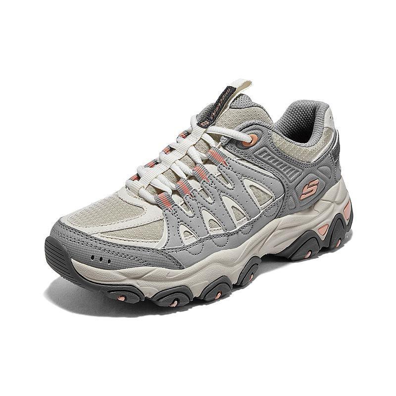 Skechers DLites Casual Comfortable Shock Absorbing Durable Low Top Outdoor Functional Shoes Women Shoes White Gray 180172-NTGY