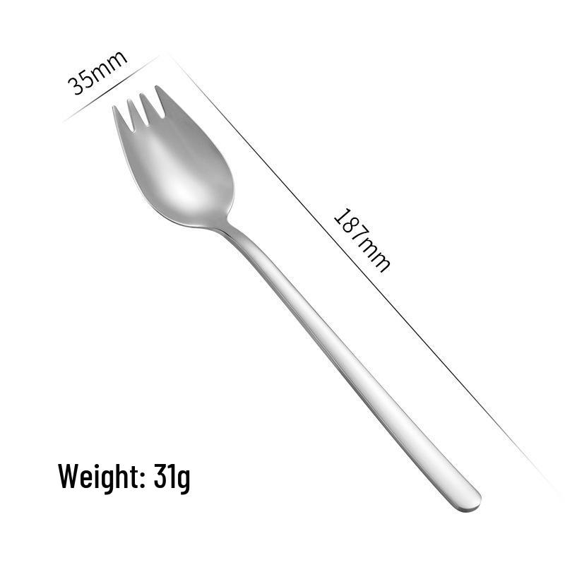 304 Stainless Steel Dual-Use Western Salad Spoon with Long Handle серебряный