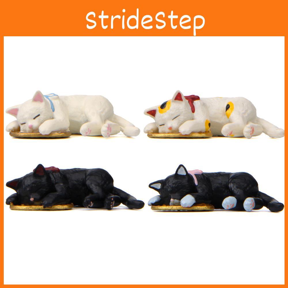 Figurine Sleeping Cat With Resin Material For Micro Garden Decor And Gift Use