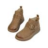 Women's Thick Soled Non Slip Casual Artistic High Top Women's Leather Shoes Autumn and Winter New Addition Velvet Short Boots