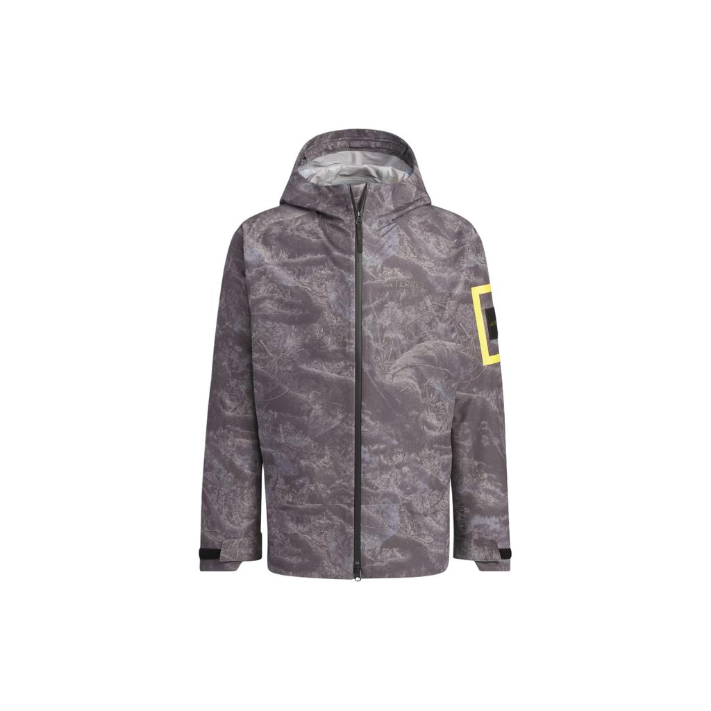 Adidas X National Geographic Allover Print Rain.Rdy Outdoor Jacket Men Outerwear Silver Purple IS9512