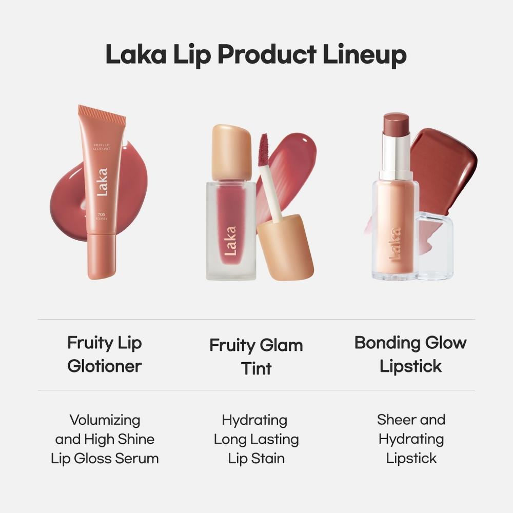 Laka Bonding Glow High Shine Glossy Lipstick 0.13 Oz 3.7 Ml 218 Raw Muted Peach Brick