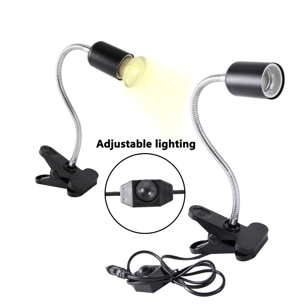 E27 360° Revolving Light Stand EU Lamp Holder Adjustable Brightness LED UVA Heat Lamp Clip For Reptile Pet Turtle Back Light