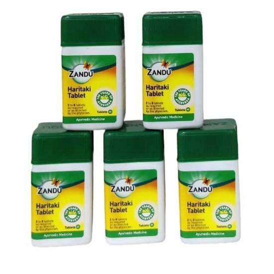 Zandu Haritaki(harde) Tablet 40(Pack of 5) Free Malshuddhi Sample
