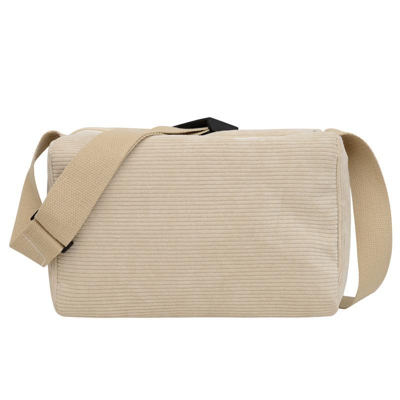 Design sense canvas bag women's new strip velvet shoulder bag small satchel bag commuter pillow bag oblique span bag