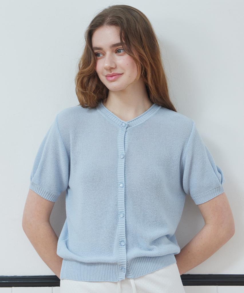 Itov Seoul Puff Short Sleeve Cardigan Sky Blue