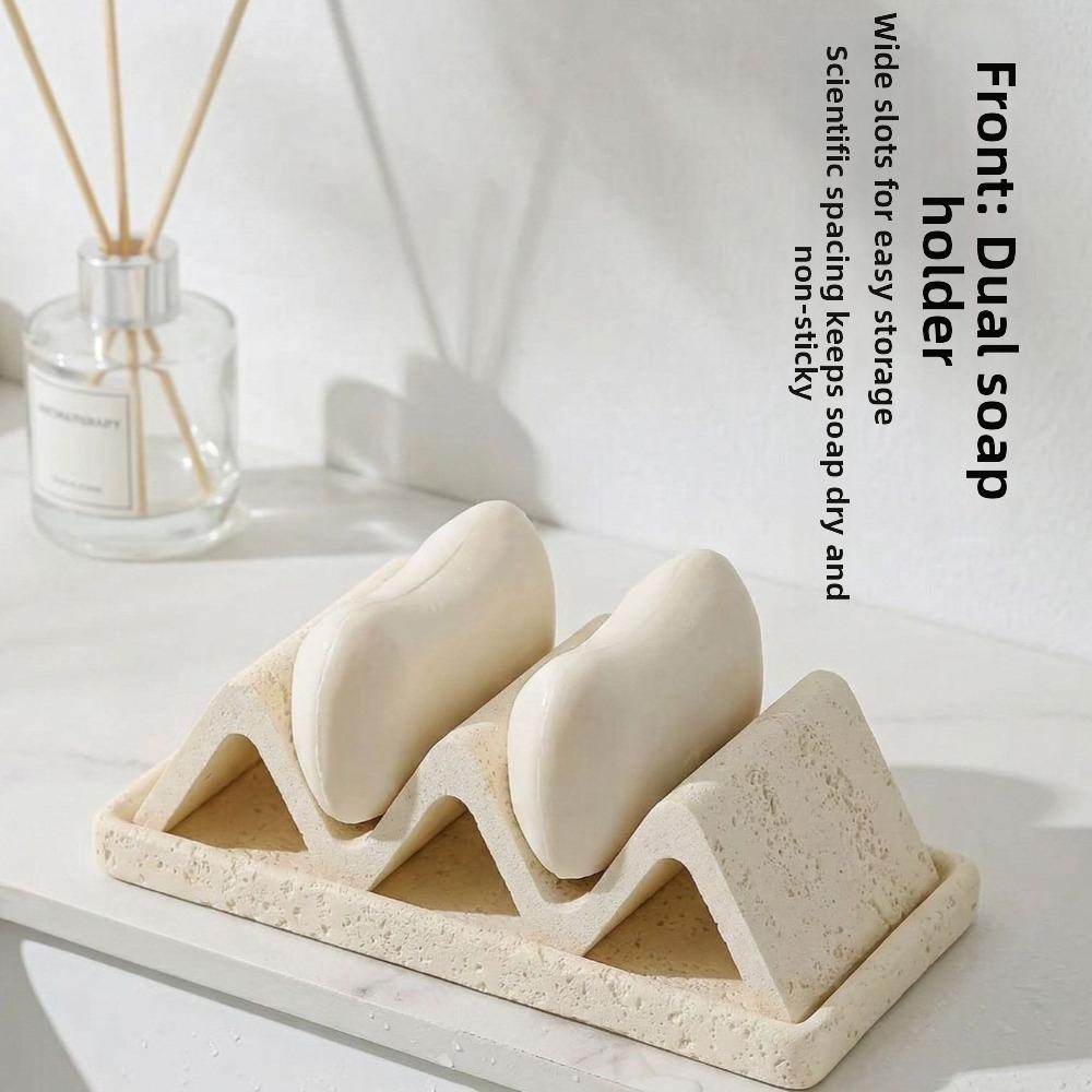 Natural Travertine Japanese Style Soap Dish Minimalist with Drainage Soap Holder Sandstone Wave Shaped Soap Tray Hotel Bathroom
