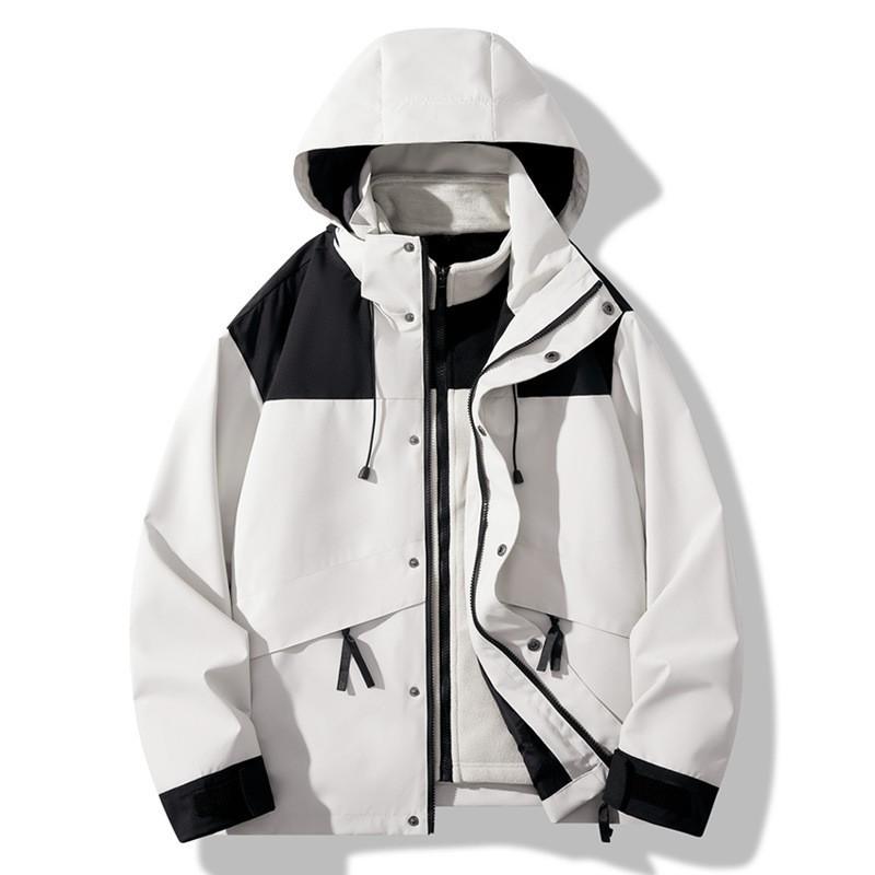 Men Women 3-in-1 Detachable Waterproof Windproof Hiking Jacket With Fleece Liner Winter Outdoor Activities