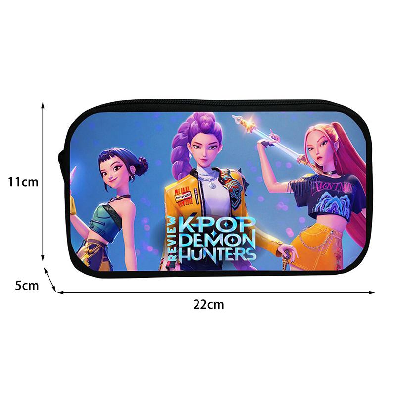 Kpop Demon Hunters Student Pencil Case Cartoon Large Capacity Pencil Box Stationery Supplies Girl Cosmetic Storage Bag Gifts