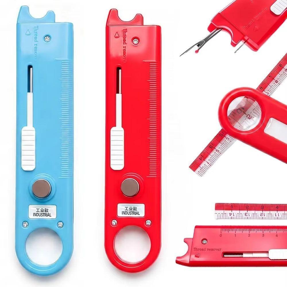 Built-In Ruler Needle Threader Built-In Magnifier Quick Threading Tool for Elderly