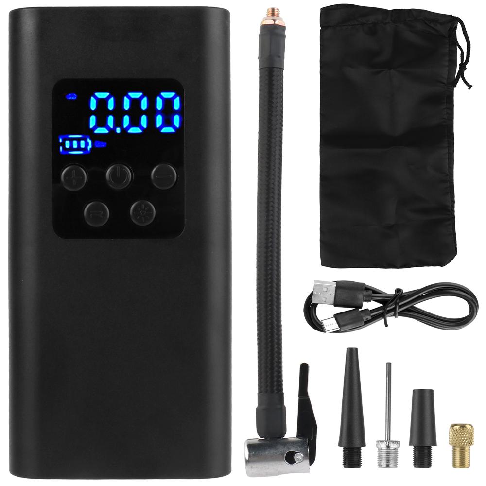 

С светодиодной подсветкой шинный воздушный насос перезаряжаемый 150PSI 50W воздушный компрессор портативный насос для автомобиля мотоцикла велосипеда мяч цифровой ЖК-дисплей JN8055 Black