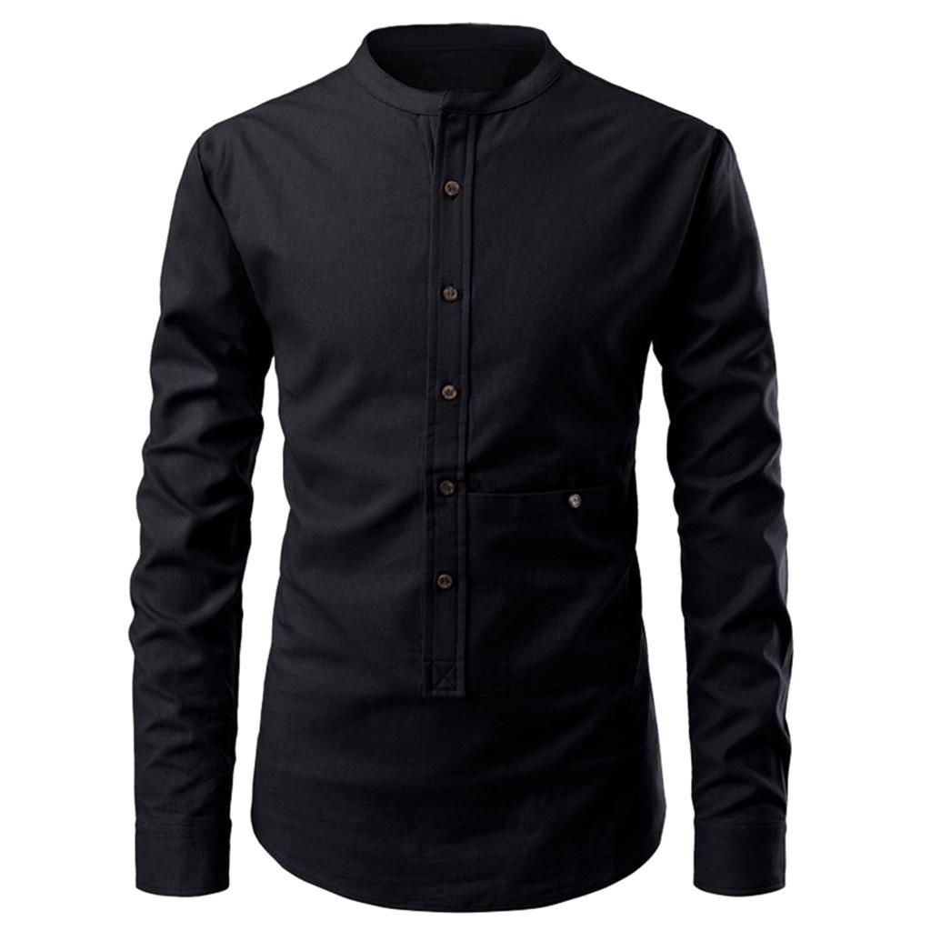 Long Sleeve Henry Collar Shirt 