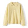Long-sleeved Woolen Sweater for Women, Casual and Relaxed, with An Elegant V-neck Knitted Top.