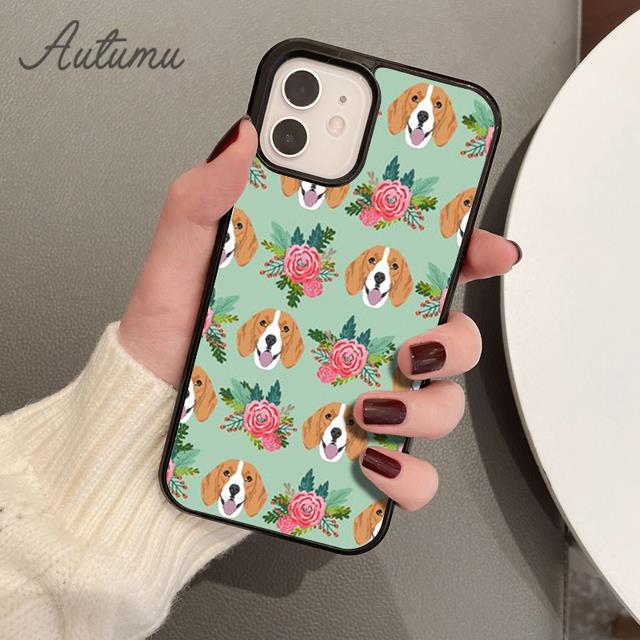 Beagle Floral Dog Phone Case for iPhone 11 12 13 14 Pro Max Mini X XR XS SE 2020 6S 7 8 Plus Samsung Galaxy S21 S22 Cover Shell