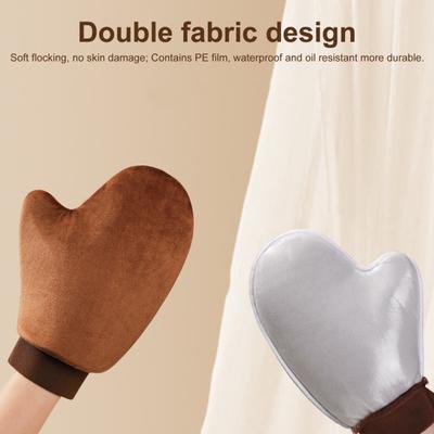 Selbstbräunungshandschuh, doppelseitiger Körperlotion-Handschuh-Applikator, wasserdichter, verschleißfester, schnell trocknender, beflockter Handschuh-Make-up-Applikator