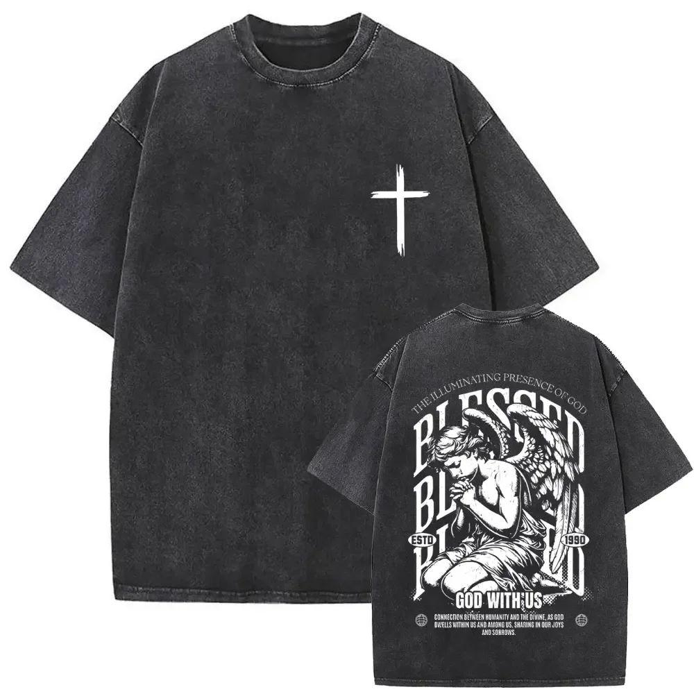 

Christian Jesus Faith Over Fear Bible Verse Washed T-shirts Men Women Fashion Vintage Oversized T Shirts S