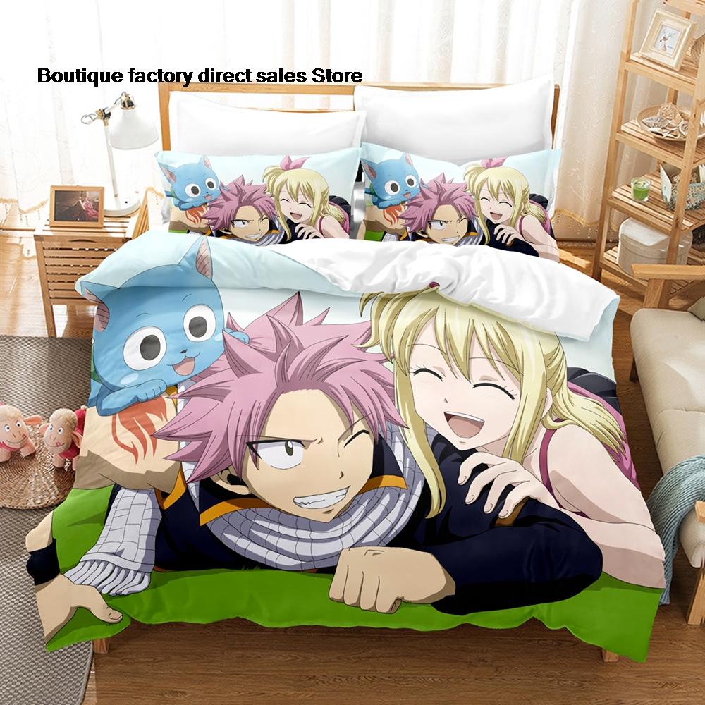 3D Printed Fairy Tail Anime Bedding Set Duvet Cover Pillowcase For Fans Bedroom Decor Twin Full Queen King Size Bed Linen
