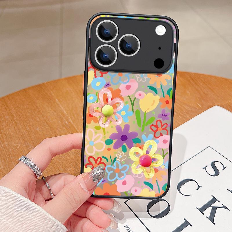Cartoon Flowers Print Case For iPhone 17 Air 16e 16 15 14 Pro Max 13 15 Pro 17 Pro 17 Shockproof Soft Edge Hard PC Matte Phone Cover