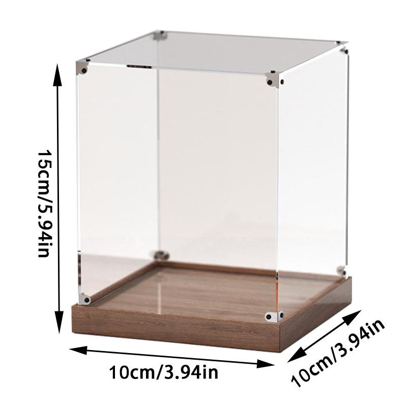 Wooden Bottom Storage Box Window Acrylic Toy Gundam Building Block Box Glue-Free Dust Cover