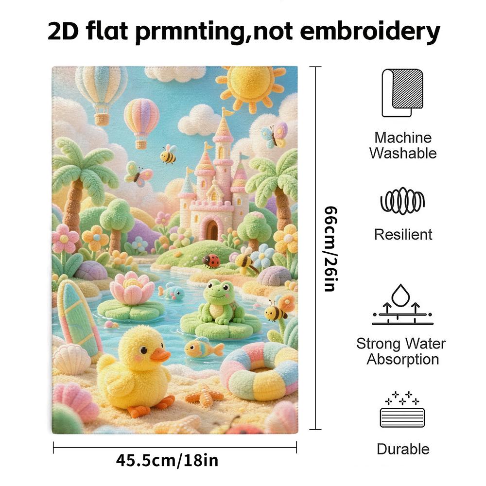 Fairy Castle Duck Beach Towel, Cute Print Soft Absorbent Kids Bath Towel