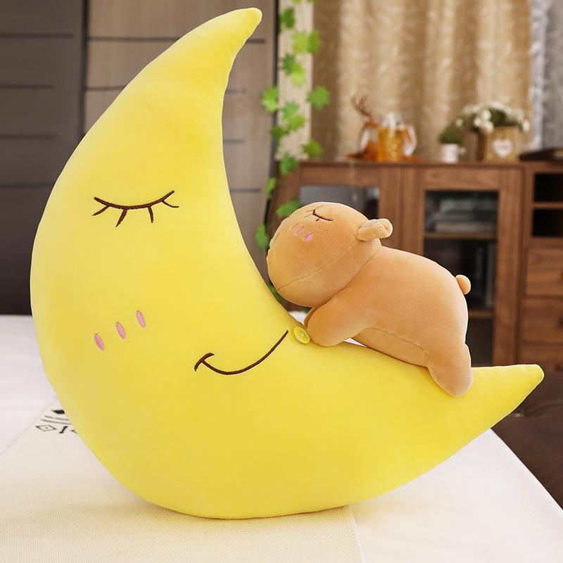 Creative Moon Star Pillow Plush Toy Bear Pig Rabbit Animal Doll Ragdoll Birthday Gift