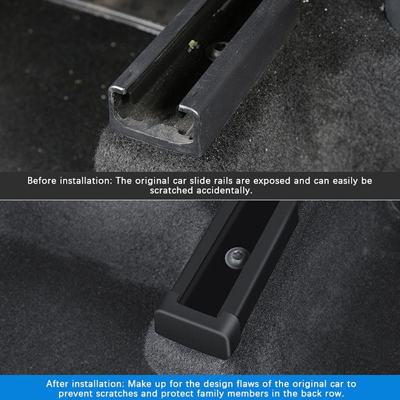 4Pcs Car Seat Slide Rail Cover Protector Parts Automotive Interior Accessories Car Seat Front Rear End Pieces Slide Protection
