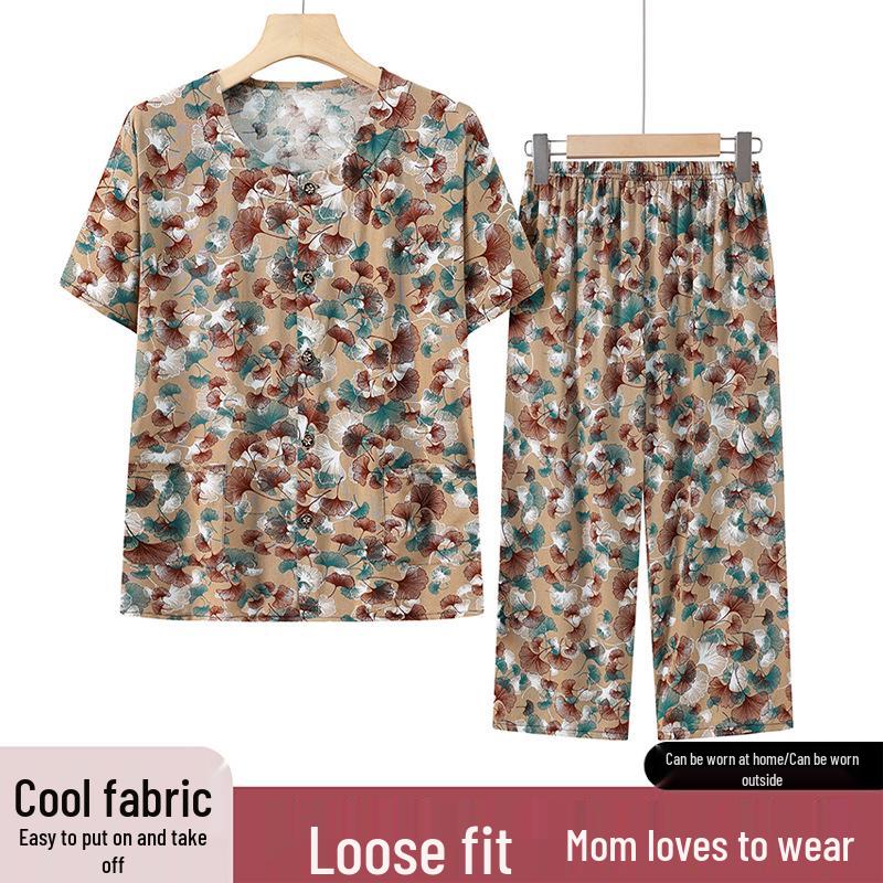 

Floral Plus Size Summer T-shirt for Middle-Aged & Elderly Women – Casual Loose Short-Sleeve Top for Mothers 4XL (135-155 jin)