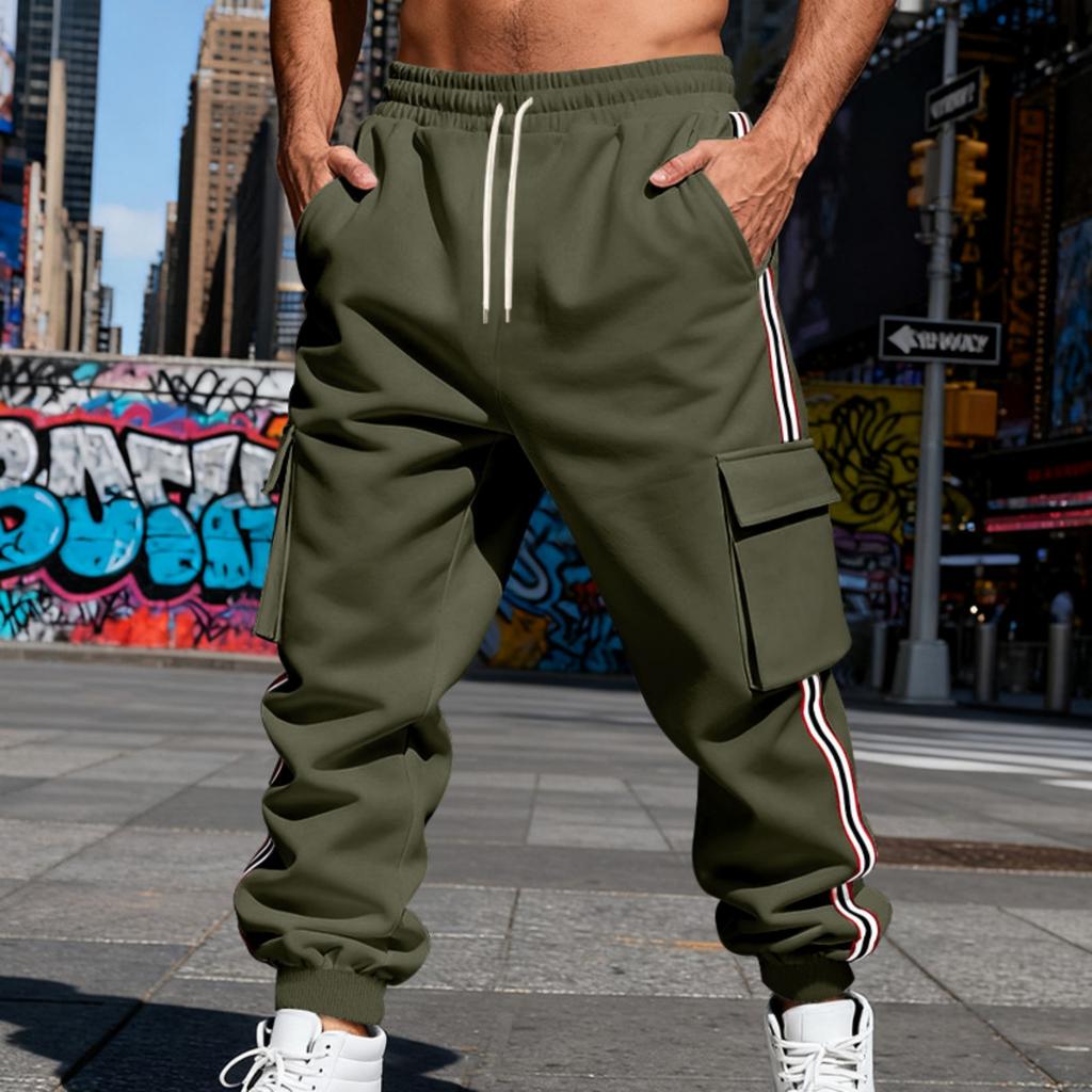 Men's Vintage-Inspired -Lined Utility Cargo Pants With Elastic Waist & Cuffed Ankles | Relaxed Fit Outdoor For Hiking & Casual Wear