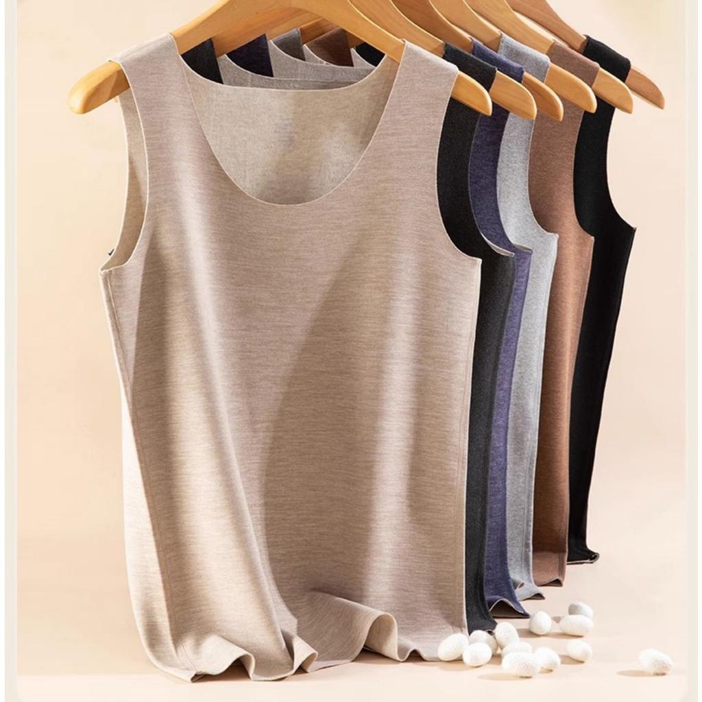 Imitation Wool and Silk Thermal Vest Underwear for Men and Women, Seamless Underwear, Bottom Vest, Autumn Coat with Double-sided German Suede