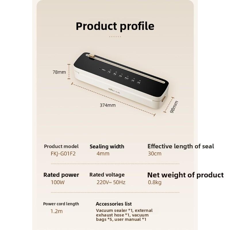 Bear Vacuum Sealer Machine FKJ-G01F2, 30cm Wide Sealing Strip Automatic Food Sealing Machine, Dry & Wet Mode Household Mini Vacuum Packer 【basic model-60kpa】vacuum sealing machine