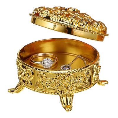 Metallic Golden Candy Dish Vintage Plastic Party Treats Dish Round Decorative Storage Box