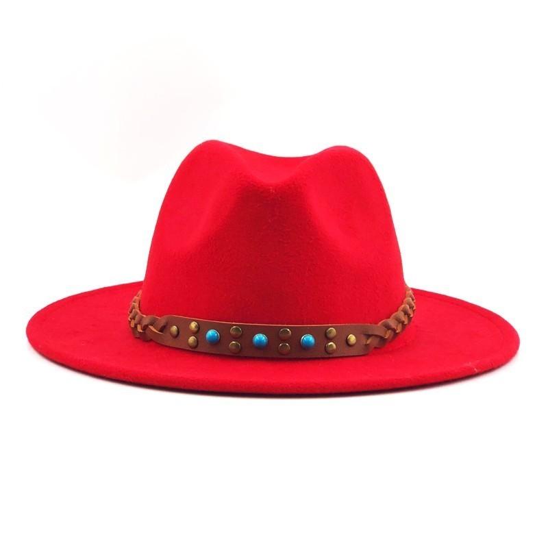 Женская и мужская шерстяная шляпа-федора с кожаной лентой, джентльменская элегантная женская кепка зима-осень с широкими полями, джазовая церковная панама-сомбреро 55-58CM