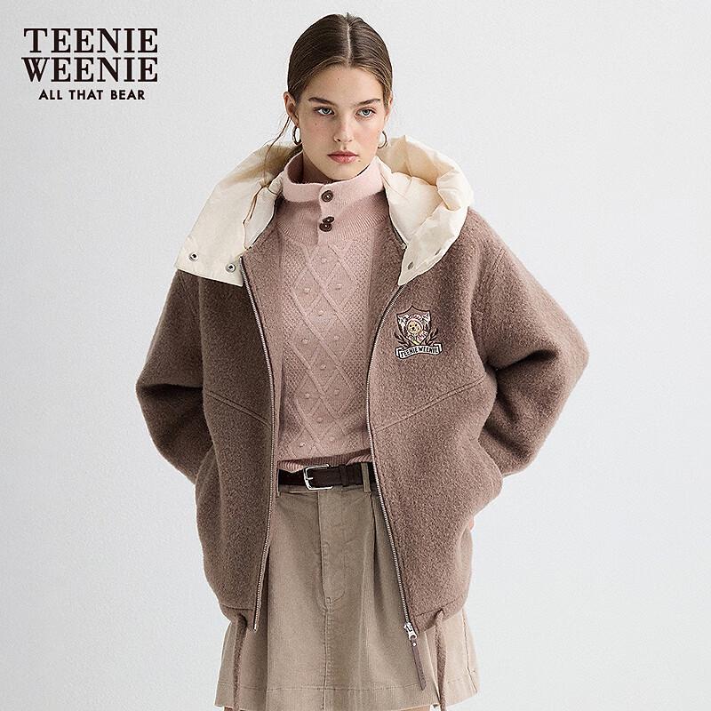 Teenie Weenie Women's Detachable Hood Wool Blend Coat