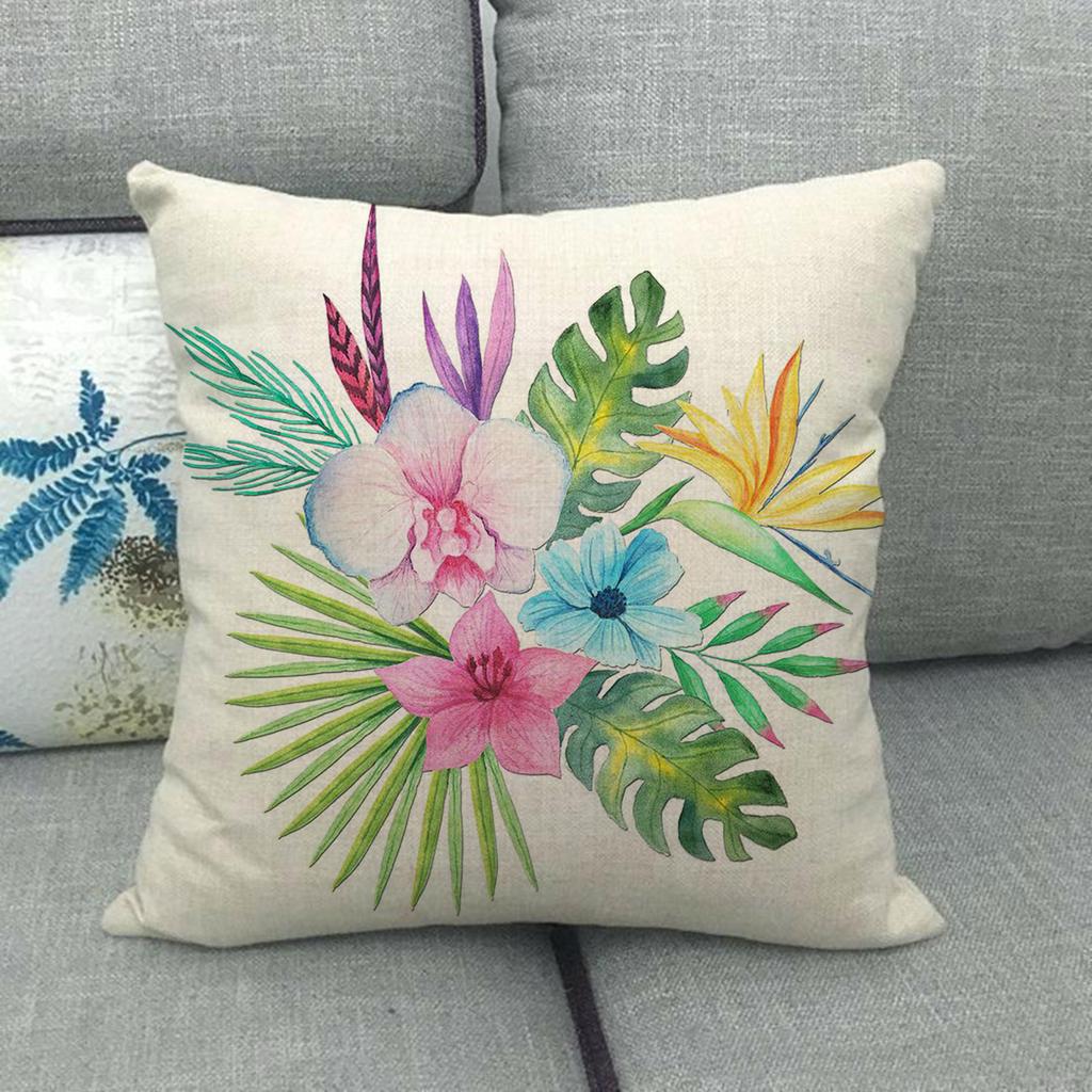 Adorable Flamingo Watercolor Flowers Digital Printing Short Plush Pillow Covers For Car Sofa Office Cushion Cover Home Goods