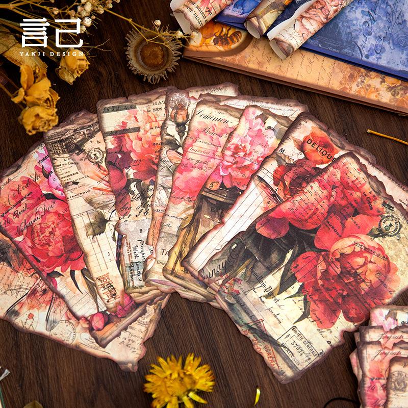 30 Sheets Vintage Paper for Journal Scrapbooking, Floral Collage Decorative Supplies, Retro Craft Paper for DIY