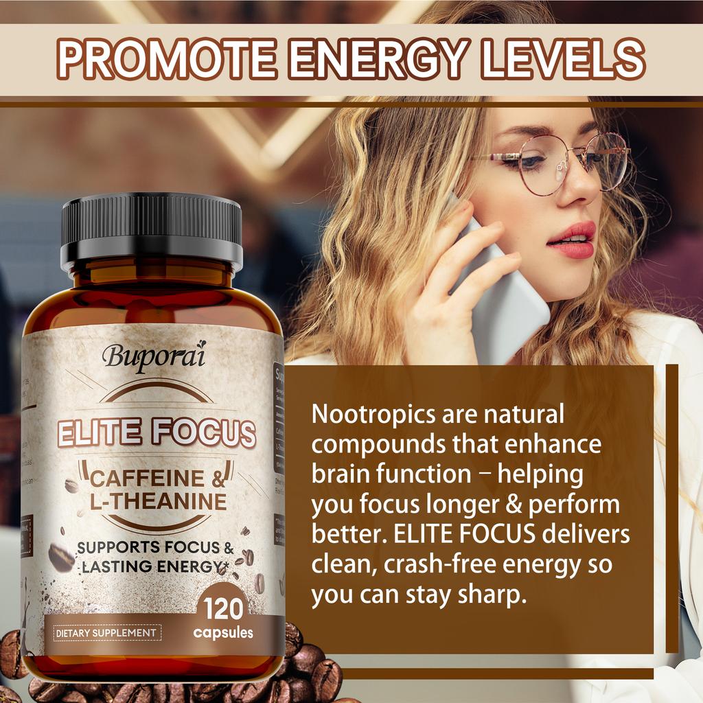 Caffeine capsules containing L-theanine provide focused energy, enhance cognitive abilities, and are suitable for adults.