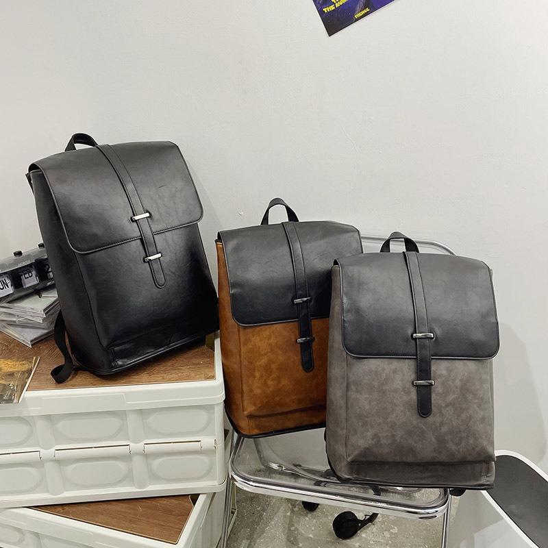 Men's Backpack Fashion Travel Bag Student School Bag Computer Men's Bag Contrast Color Casual Trend Simple Backpack