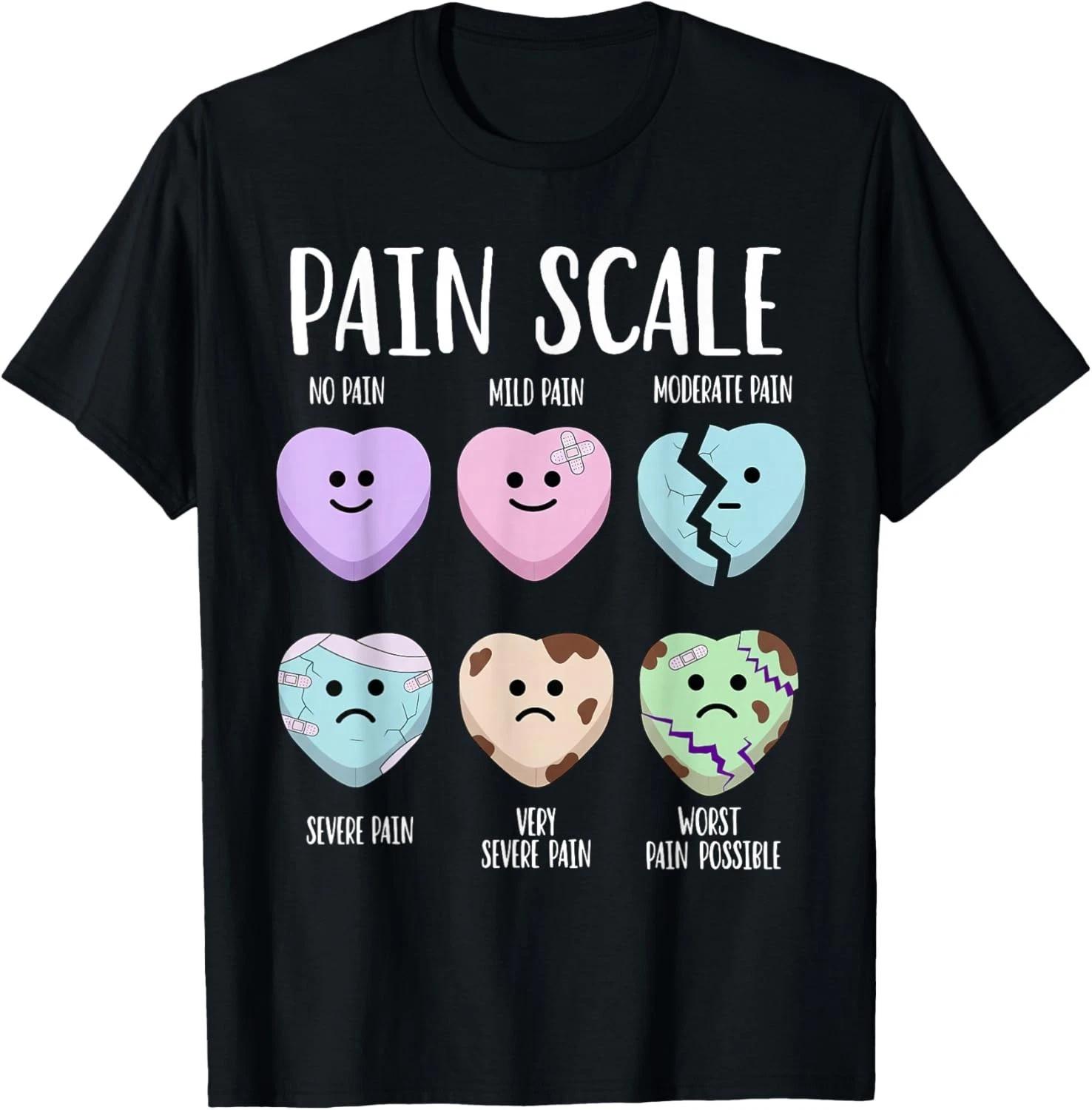 Pain Scale Heart Pain Assessment Nurse Triage Valentines Day unisex T-Shirt 2XL