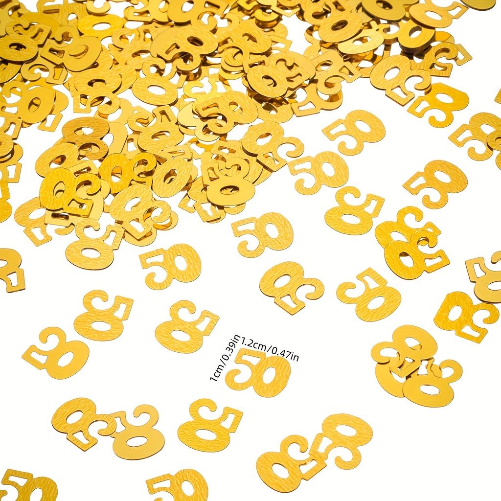 Golden 50 Confetti, Number 50 Table Scatter, Decorations For 50th Birthday Party Celebration, 50 Anniversary Decor