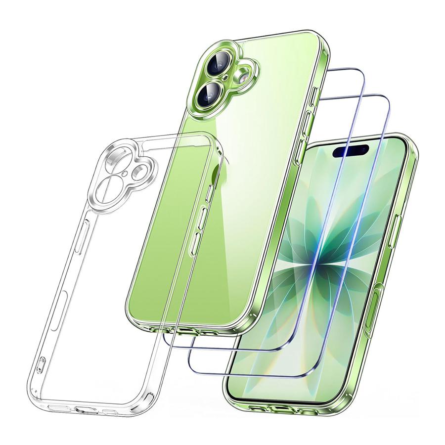 Kryt 3v1 pro iPhone 17 / 17 Pro Max / 17 Air /17 Pro/ Tvrzené sklo ochrana displeje + Tenký měkký TPU kryt na telefon Tvrdý PC Průhledný