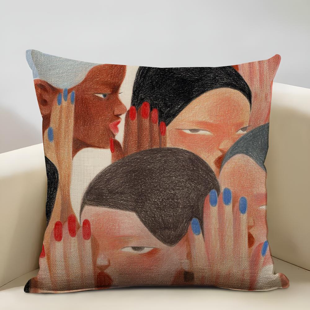Tear Nevus Cushion Cover Household Decoration Linen Sofa Cushion Cover: Skin-Friendly & Breathable with Invisible Zipper