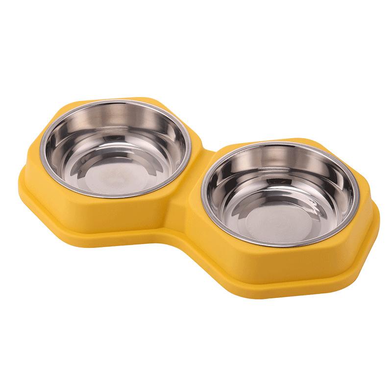 Mangeoire pour animaux de compagnie à double bol Base antidérapante PP durable Acier inoxydable Facile à nettoyer Gamelle nourriture eau pour chats chiens
