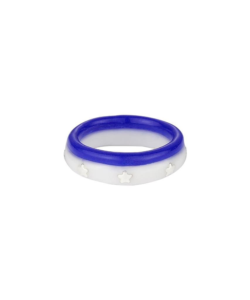 Nff Star Two Track Ring-White Blue