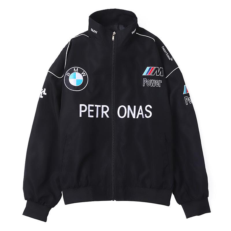 Осенняя бейсбольная куртка в ретро-стиле с вышивкой BMW Racing and Cycling L