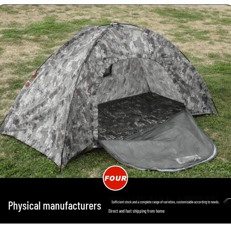 Camouflage Rainproof Soldier Tent for Camping, Mountaineering & Outdoor Training - Portable & Sun-Protected Emergency Shelter.