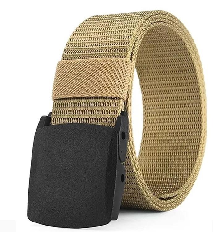 Solid Simple Color Plastic Buckle Mens Nylon Woven Waist Belt For Daily Use