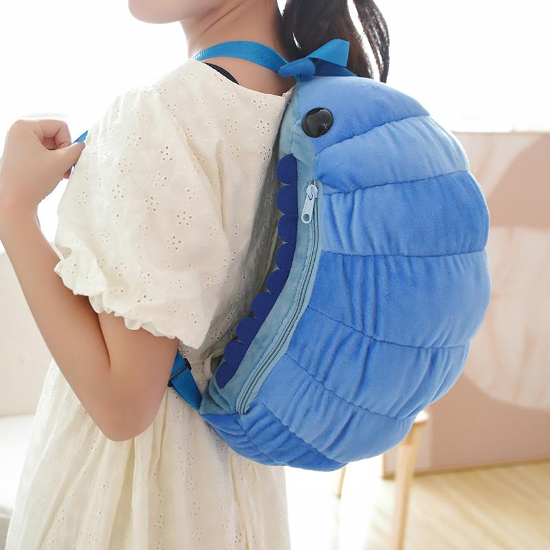 Bambola Porcellino di Terra e Zainetto Peluche Insetto Imbottito Grigio Blu Borsa a Spalle Doppie Portafoglio Shopping Cintura Regolabile Regalo