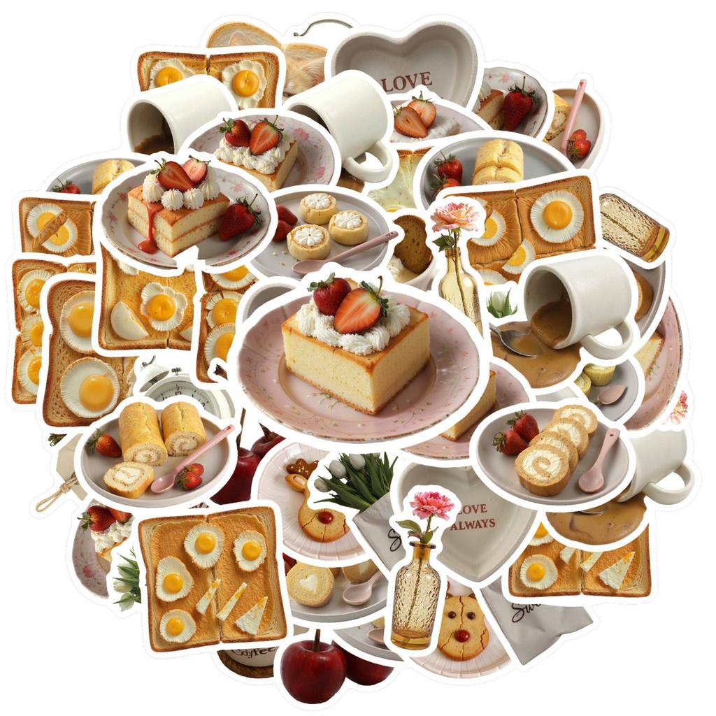 35pcs Cute Breakfast Stickers Cartoon Animals Funny Stickers School Supplies For Laptop Motorcycle Luggage Phone Laptop