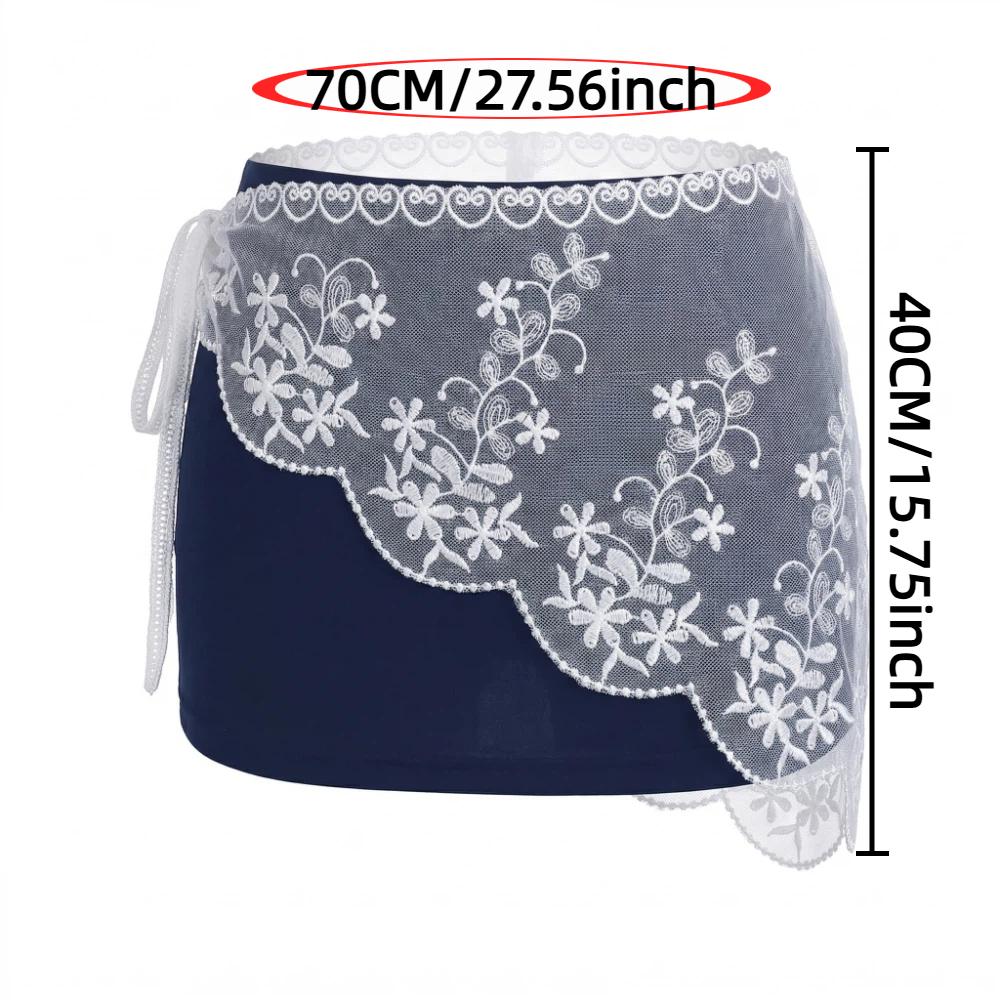 White Lace Triangle Belt Elegant Layered Design Korean Lace Apron Slimming Cut Triangular Shape Belted Overlap Scarf Photography
