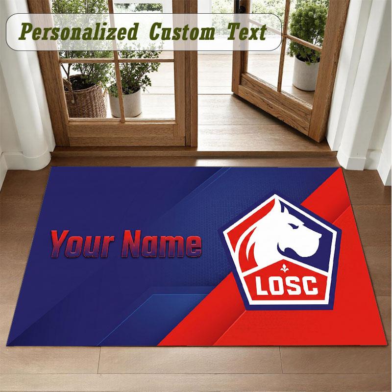 Crystal Velvet Square Rug Custom NameLOSC Lille FC Pattern Non Slip Home Floor Decor Rug